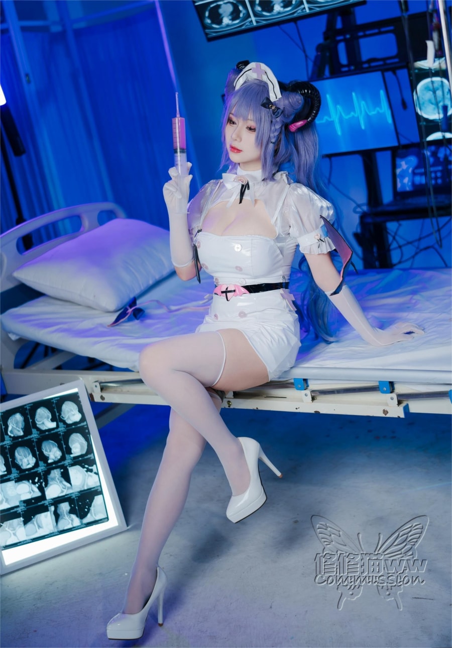 修修猫ww原神刻晴魅魔护士COS
