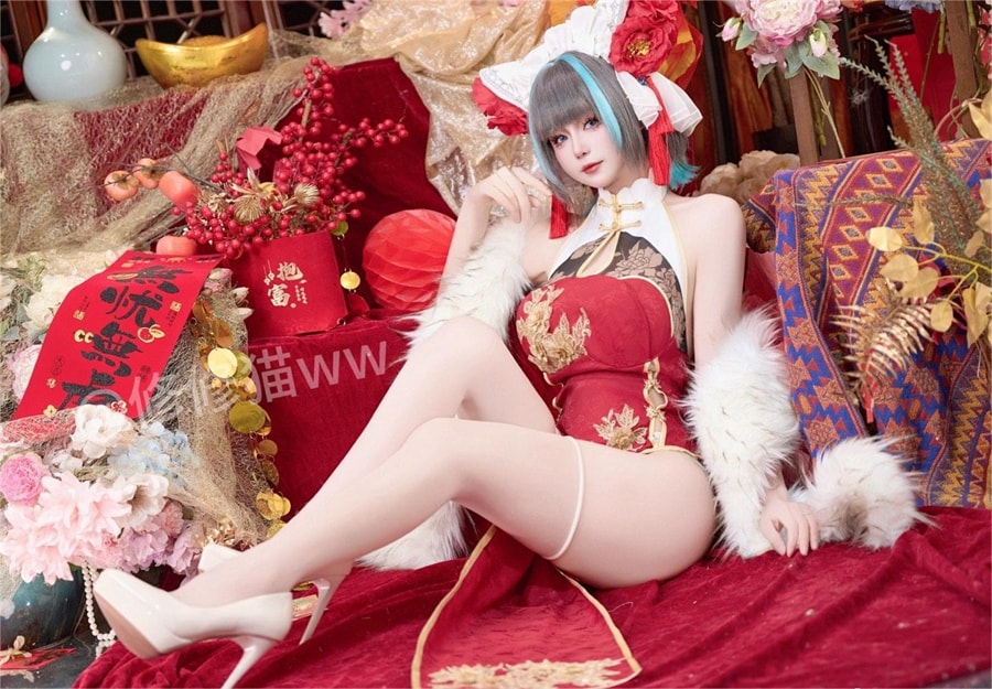 修修猫ww,柴郡新年旗袍cos