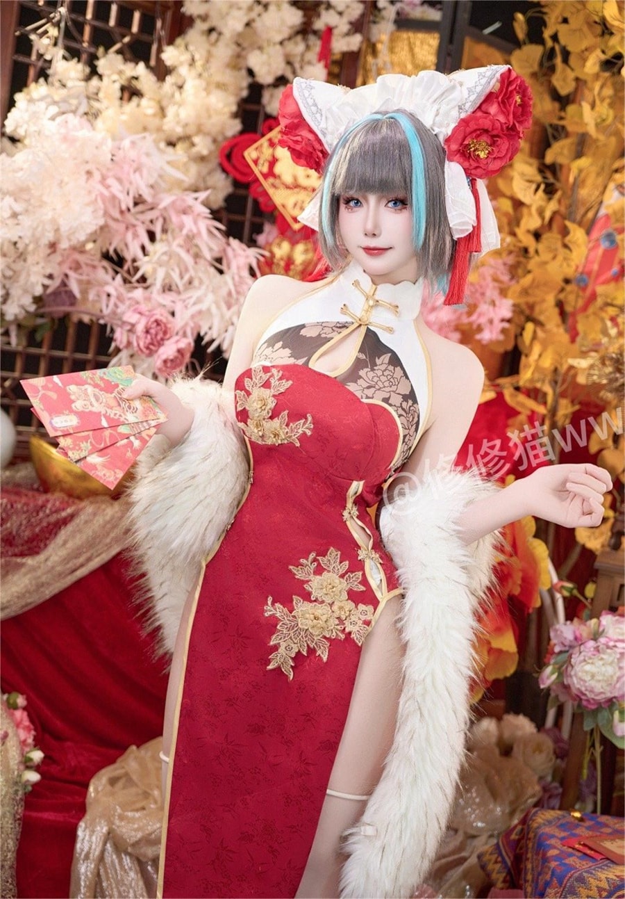 修修猫ww,柴郡新年旗袍cos